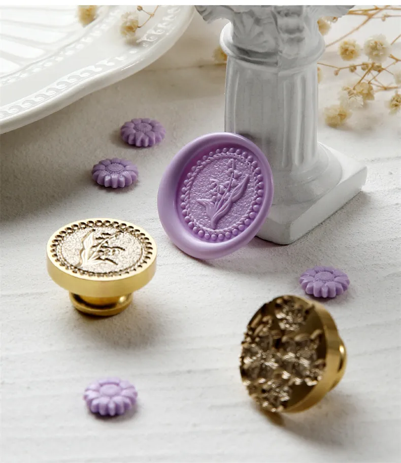 Wax Seal Stamp 2022 New Pattern Sakura Lily of the Valley Seal Wax Seal Stamp Envelope Personalized Wedding Invitation Decoratio