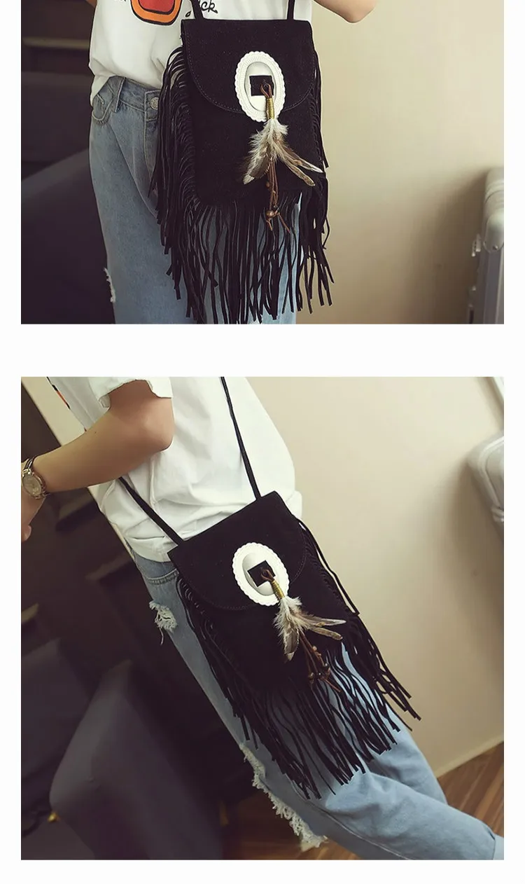 Female Small suede Bag Brown Beaded Feathers Hippie American Indian Tribal Bohemian Boho Chic Ibiza Style Pouch Bag (25)