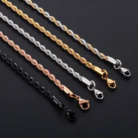 Collier ras du cou en acier inoxydable pour hommes et femmes, ULtorsadée large, accessoires de bijoux en métal, 5 couleurs, 16 à 30 pouces, 2mm, 3mm, 4mm, 5mm, 6mm 2