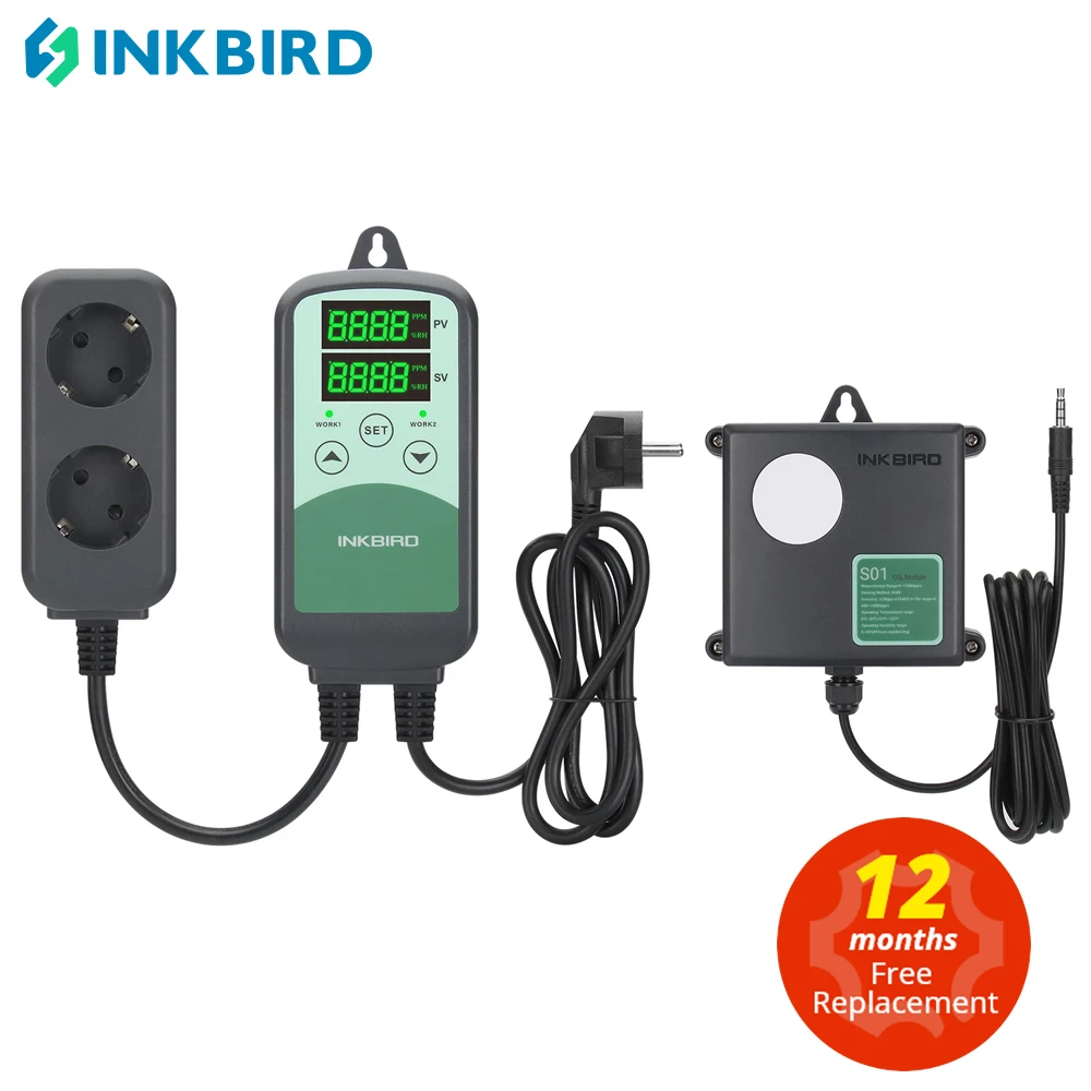 ICC-500T S01 실내 환기 및 HVAC 장비용 NDIR CO2 센서가있는 프로그래밍 가능한 이산화탄소 온도 컨트롤러