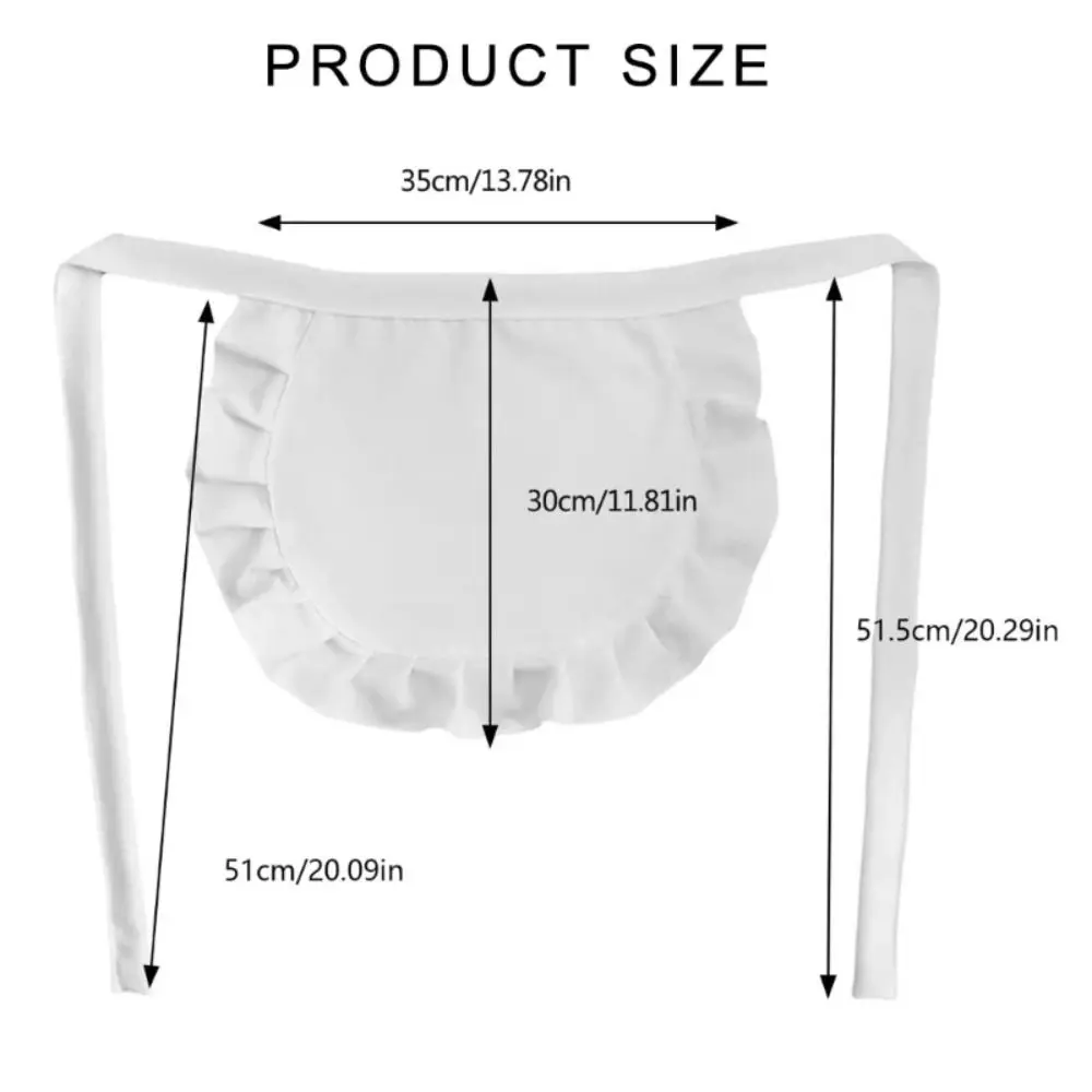 Polyester Black White Maid Style Waist Apron for Cooking Cosplay