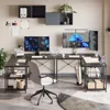 L Shaped Desk with Shelves 86 Inch Reversible for Home Office Gaming Writing Workstation with 3 Cable Holes.Corner Computer Desk 6