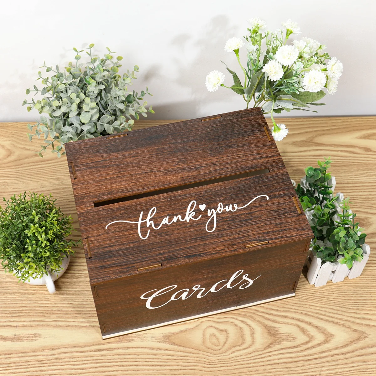 Wooden Wedding Invitation Card Drop Box Acrylic Easy Assemble Sign for Wedding Reception Graduation Birthday Party Baby Shower Wooden Gift Card Boxes Wedding Place Cards
