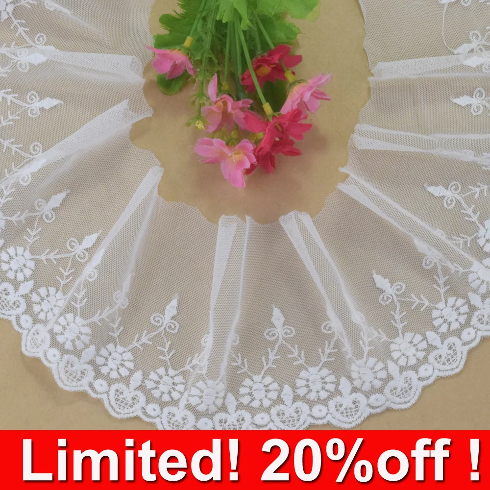 10cm Width Cotton Embroidery Lace White French Ribbon Fabric Guipure Diy Trims Warp Knitting Sewing Garment Accessories#4351