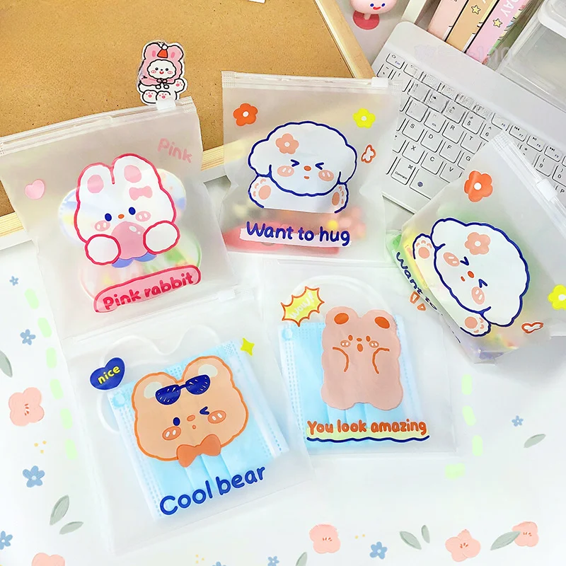 

Cartoon Animal Pattern Matte Zipper Bag for Girls' Hygiene Supplies, Makeup, Cotton, Nail Storage Bag, Cute