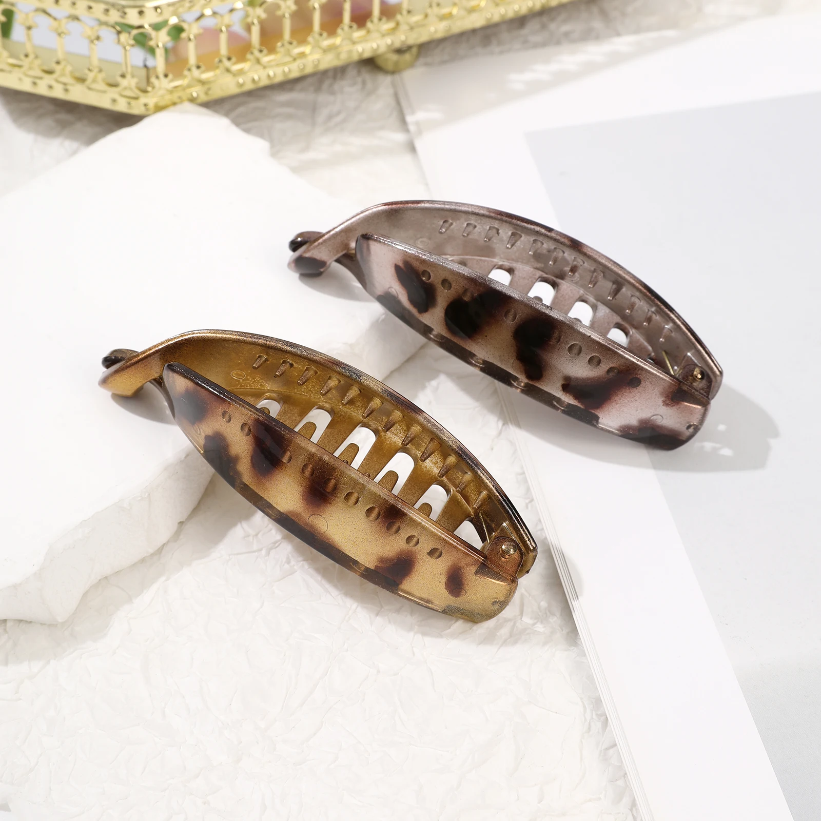 1pc Leopard Print Ponytail Clip Fashion Non-Slip Women Girls Bath Ponytail Holder Banana Hair Clips Hair Accessories Barrettes