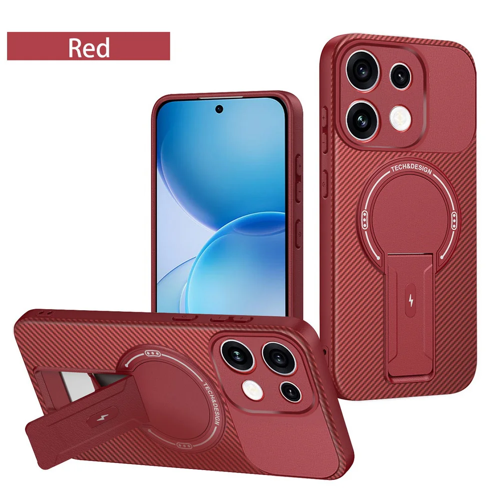 Carbon Fiber Invisible Stand Holder Magnetic Ring Protective Phone Case