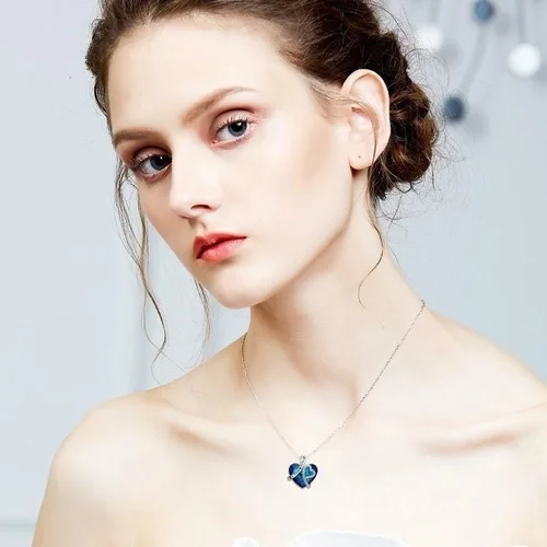 여성용 영원한 하트 펜던트 목걸이, 절묘한 쥬얼리, 블루 크리스탈, 영원히 사랑받는 매력, 발렌타인 데이 선물, 신상 3