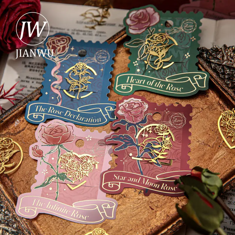 JIANWU Rose Code Series Vintage Hollow Metal Bookmark Reading Folder Creative DIY Student Supplies Stationery