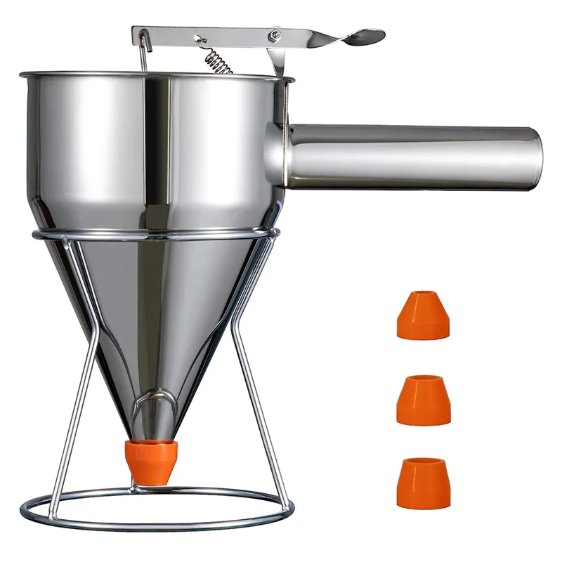 

Pancake Batter Dispenser, Multi-Caliber Stainless Steel Funnel Cake Dispenser with Stand Great for Pancakes,Baked