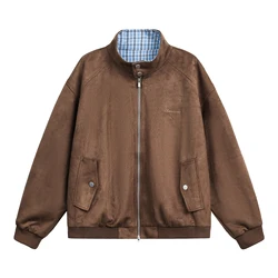 Women's Elegant Vintage Print Jacket - Retro Harajuku Streetwear Outerwear - XXL (Coffee)