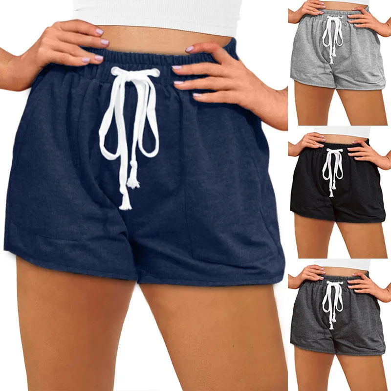 

Summer New Casual Shorts With Waist Shorts Sports And Leisure Home Fitness Solid Color Women's Shorts.