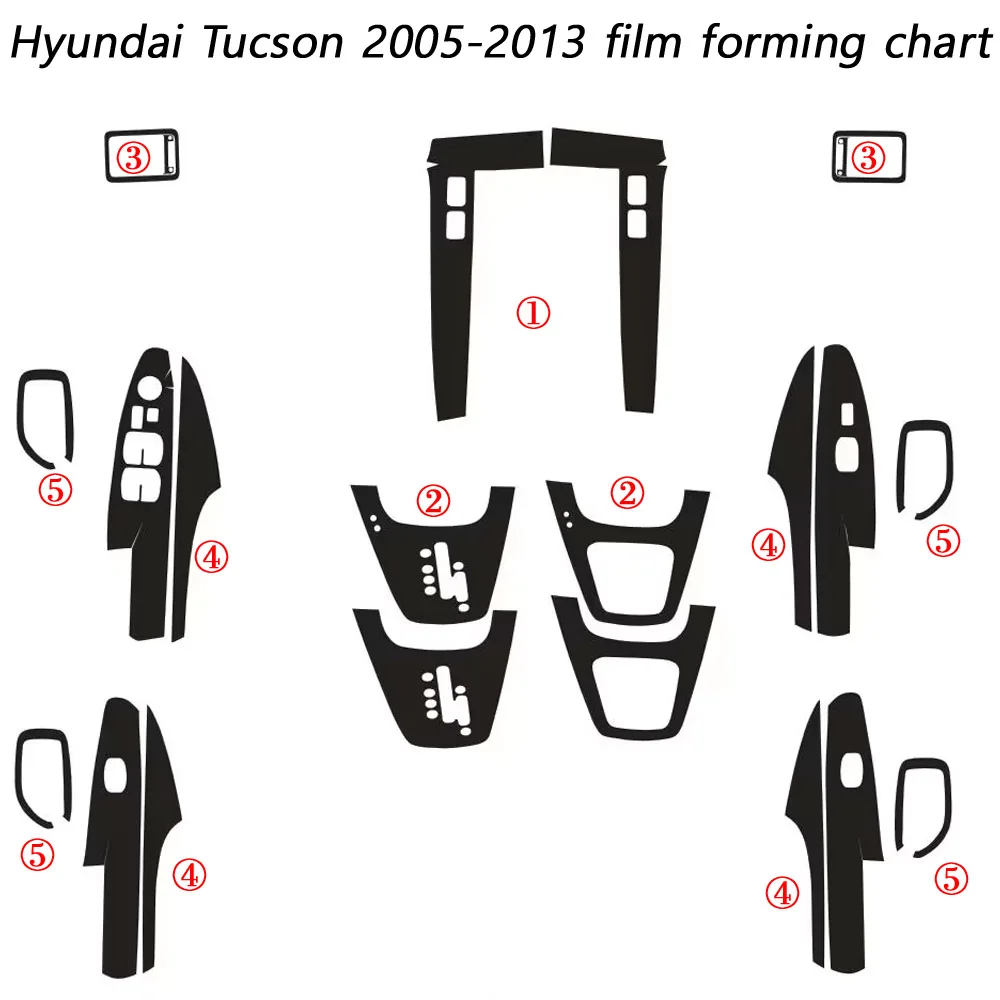 

Для Hyundai Tucson 2005-2013 внутренняя Центральная панель управления дверная ручка 5D наклейки из углеродного волокна Переводные картинки аксессуары для стайлинга автомобиля