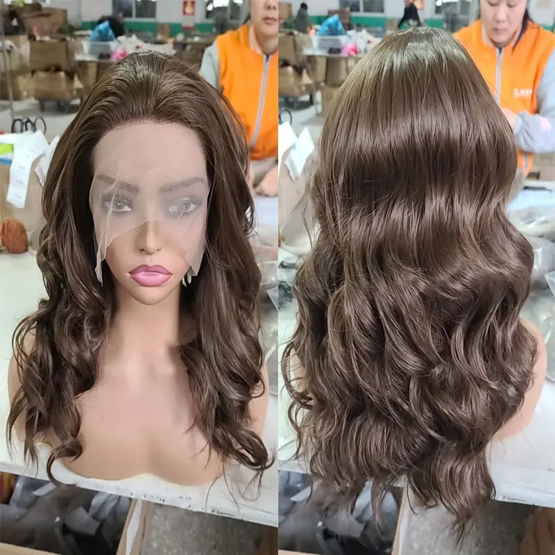

Bombshell Brown Loose Wave Synthetic Lace Front Wigs Glueless High Quality Heat Resistant Fiber Free Parting For Black Women Wig