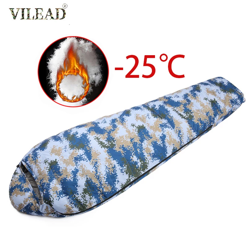 

Vilead Military Thicken Mummy Sleeping Bag Winter Keep Warm Waterproof Ultralight Quilt Duck Down Camping Outdoor Equipments