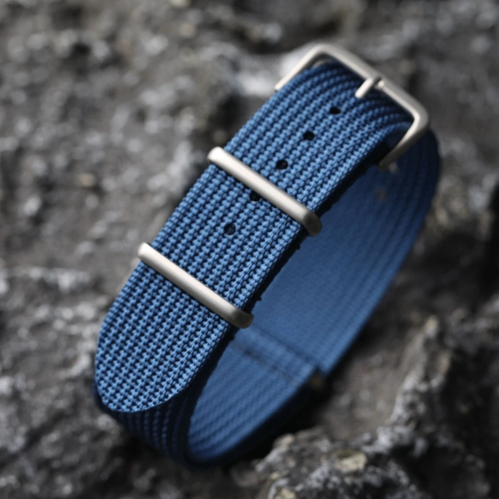 Vintage-Inspired Ultra-Thin Hand-Stitched Nylon Strap - Blue, Green, Grey, Black