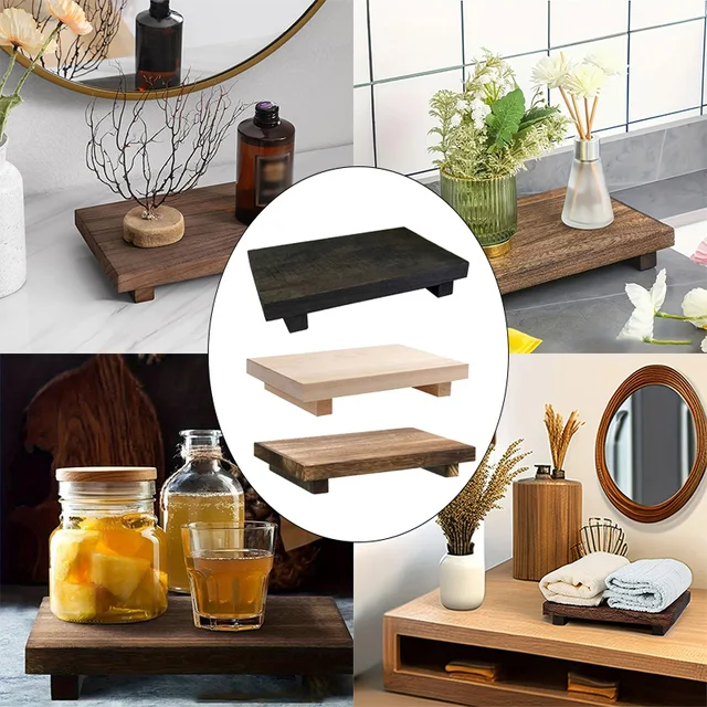Vassoio da bagno in legno retrò Vanity Hands Sapone Portaoggetti per candele profumate Vassoio per condimenti da cucina Decorazione domestica per Lr Bth ecc. 2