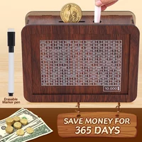Reusable Wooden Piggy Bank for 10000 Euro Cash Coin Case Durable Money Saving Box with Clear Savings Target Money Container 1