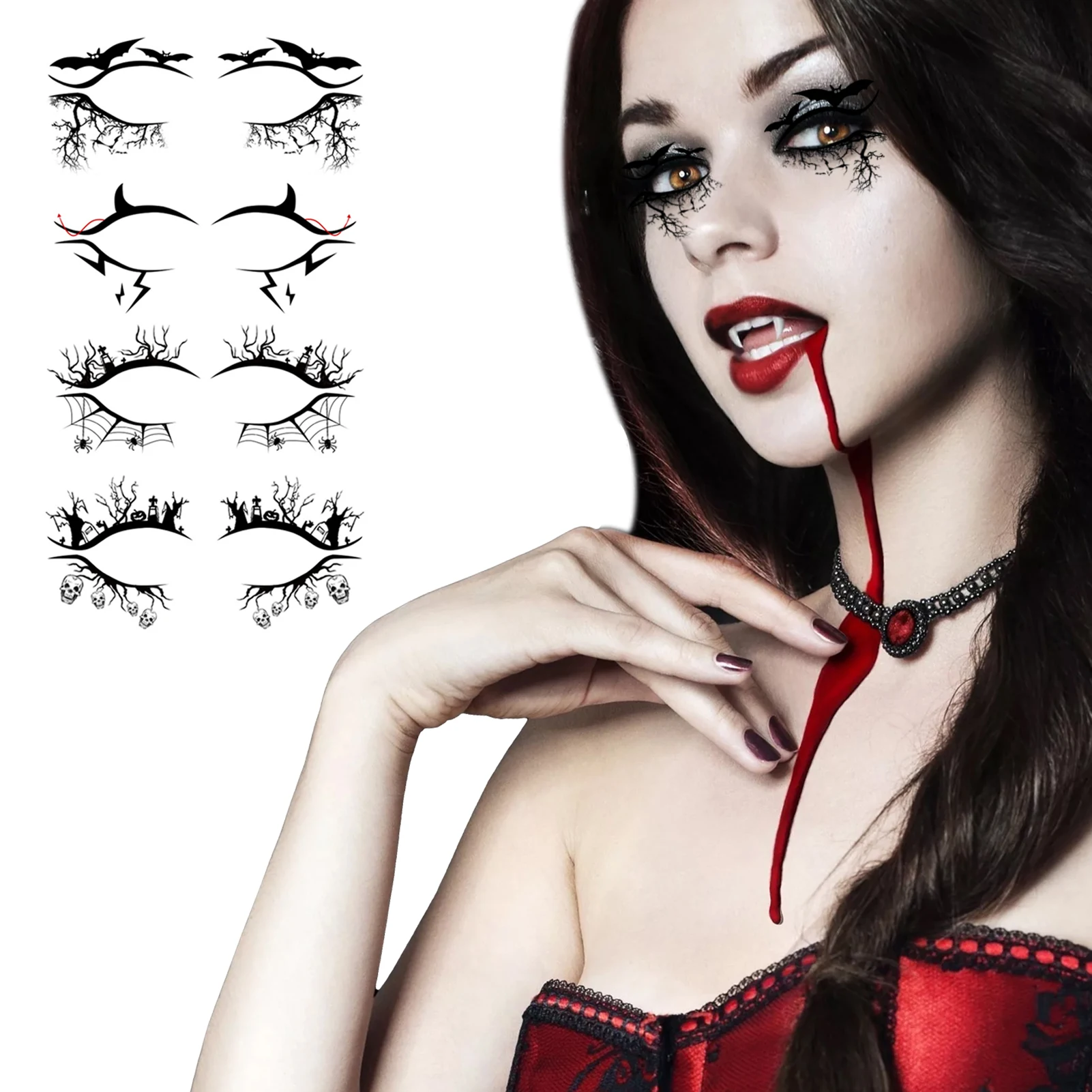 Maquillage Toile D Araignée Joue Autocollants de maquillage temporaire pour visage, toile d'araignée, chauve  souris, accessoires de maquillage, pour faire semblant de jouer, Cosplay,  Halloween | AliExpress