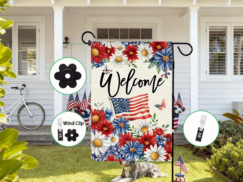 Baccessor Patriotic Daisy Garden Flag 12.5 x 18 Inch