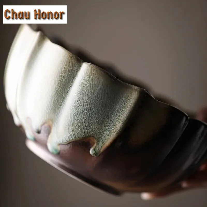 1300ml Handmade Wood-burning Ceramic Tea Wash Bowl Retro Coarse Pottery Tea Residue Bucket Jianshui Kung Fu Tea Set Accessories