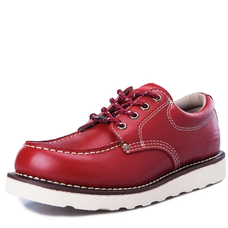 

Мужские рабочие ботинки из натуральной кожи pf Goodyear, повседневная обувь-топ с круглым носком, коричневые ботинки в стиле ретро, женские ковбойские ботильоны