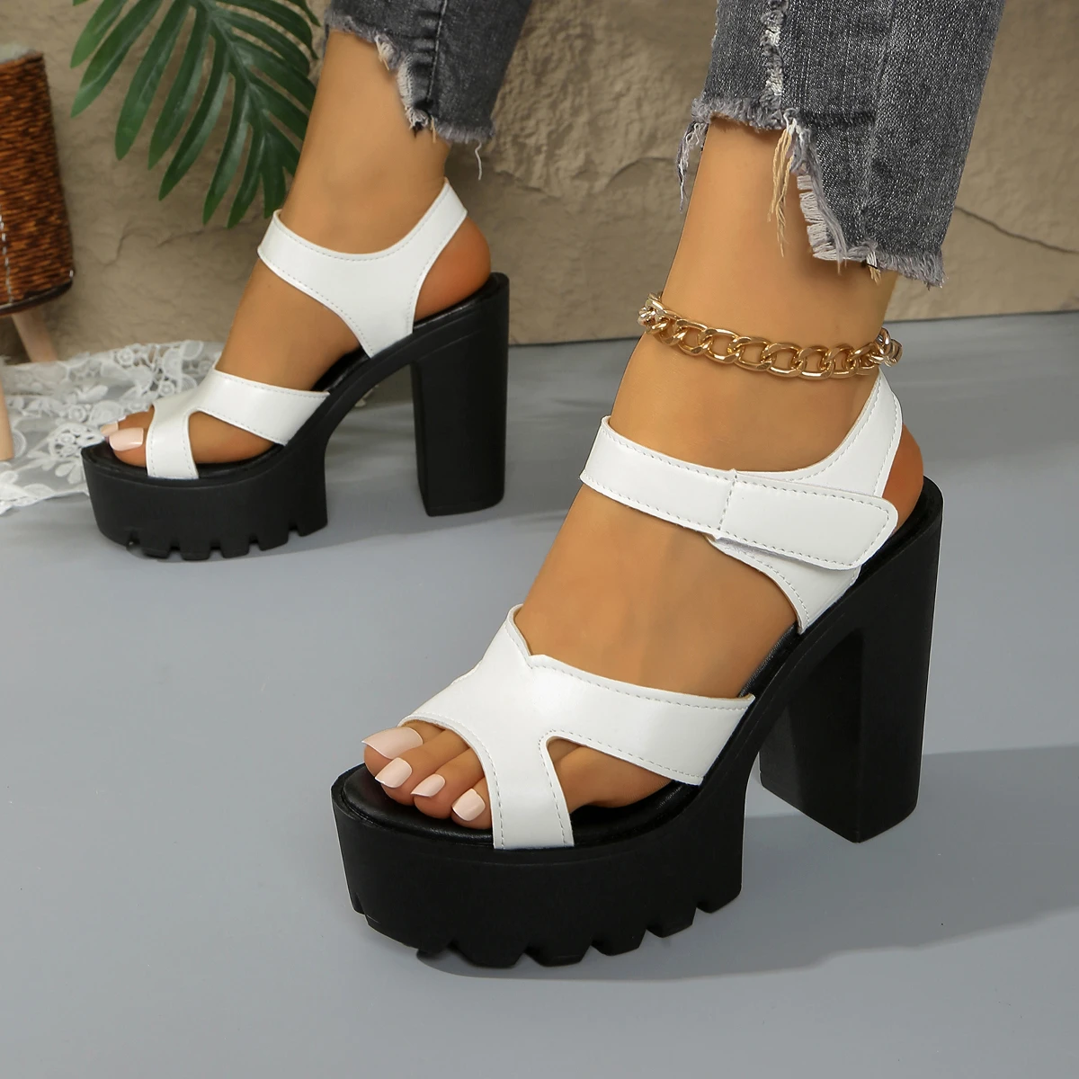Women Sandals 2025 New Summer Platform High Heels Sandals Women Waterproof Super-high Chunky Heels Womens Shoes Zapatos De Mujer - 4