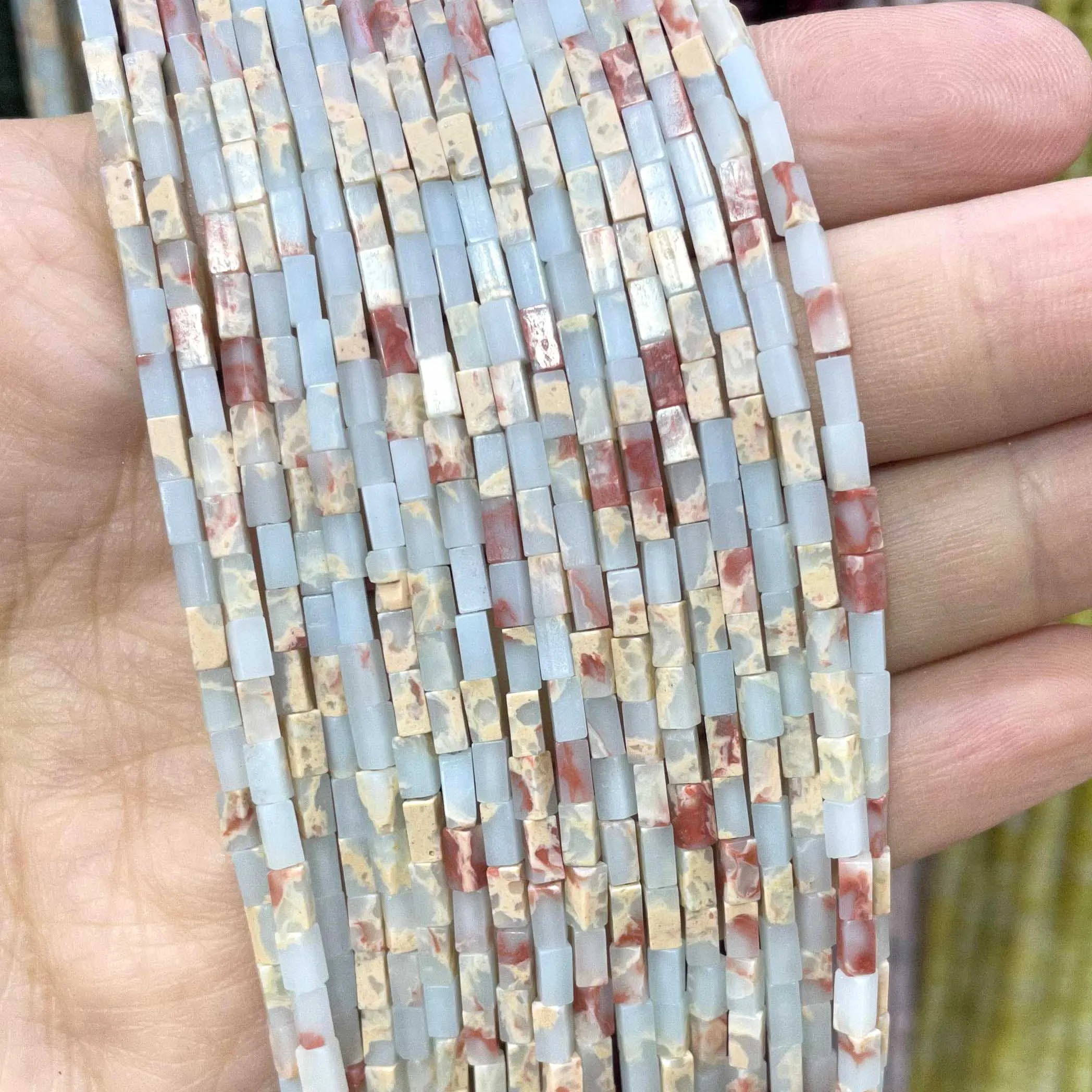 Natürliche Stein Blau Schlangenleder Jaspis Shoushan Sediment Edelstein Oval Rondelle Lose Perlen Für Schmuck Machen DIY Armband – Detail 3