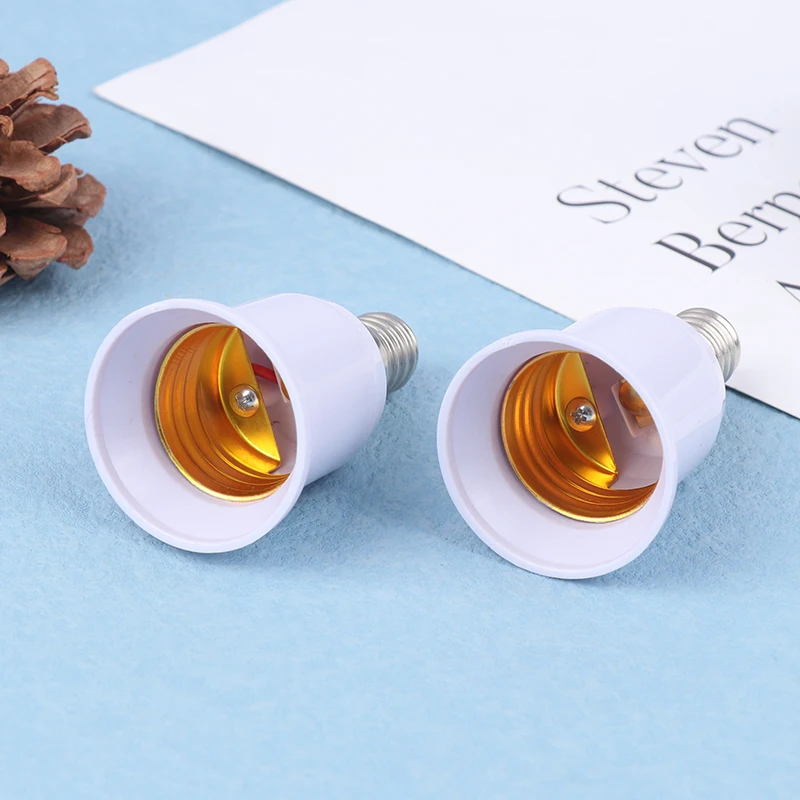 2Pcs E14 To E27 E14-D27 Adapter Conversion Socket Fireproof Plastic Converter Socket Bulb Adapter Lamp Holder