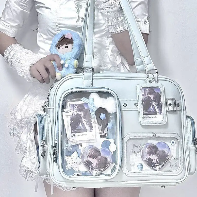 Japanese Tote Bag Fashion Concert Shoulder Bag Student Backpack Transparent Multi-pocket Messenger Bag Zipper Storage Pain Bag - Image 3