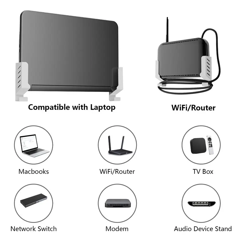 Suporte de montagem na parede resistente à moda prateleira de poupança de espaço de armazenamento organizador suporte para roteador wi-fi portátil