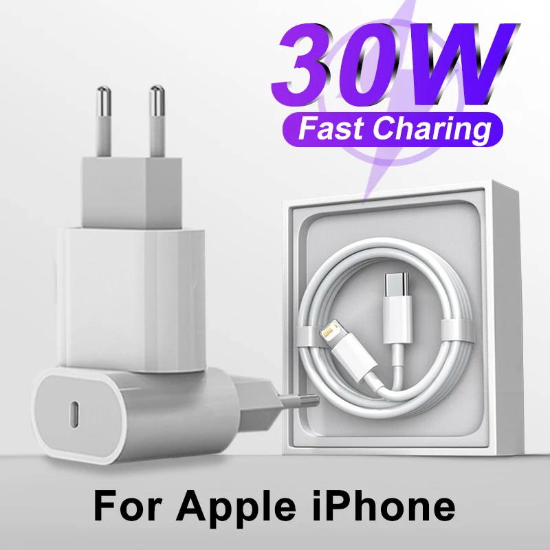 

For Apple Original 30W PD Fast Charging For iPhone 14 13 12 11 Pro Max USB-C Quick Charger Cable X XSXR 8 Plus Phone Accessories