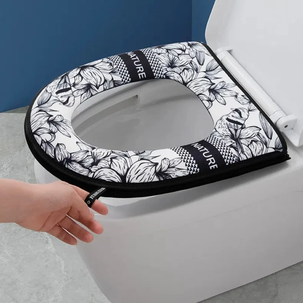 New Thickened Toilet Seat Pad Waterproof Cartoon Zipper Toilet Cover Removable Universal Toilet Seat Cover