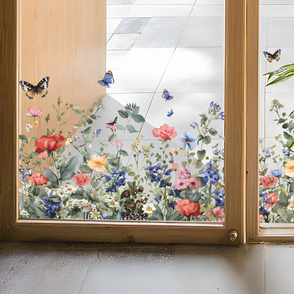 Plant Flower Decorative Mirrors Child Wall Stickers for Girl Room Decoration Bathroom Decoration Adhesive Wallpaper Wall Decor