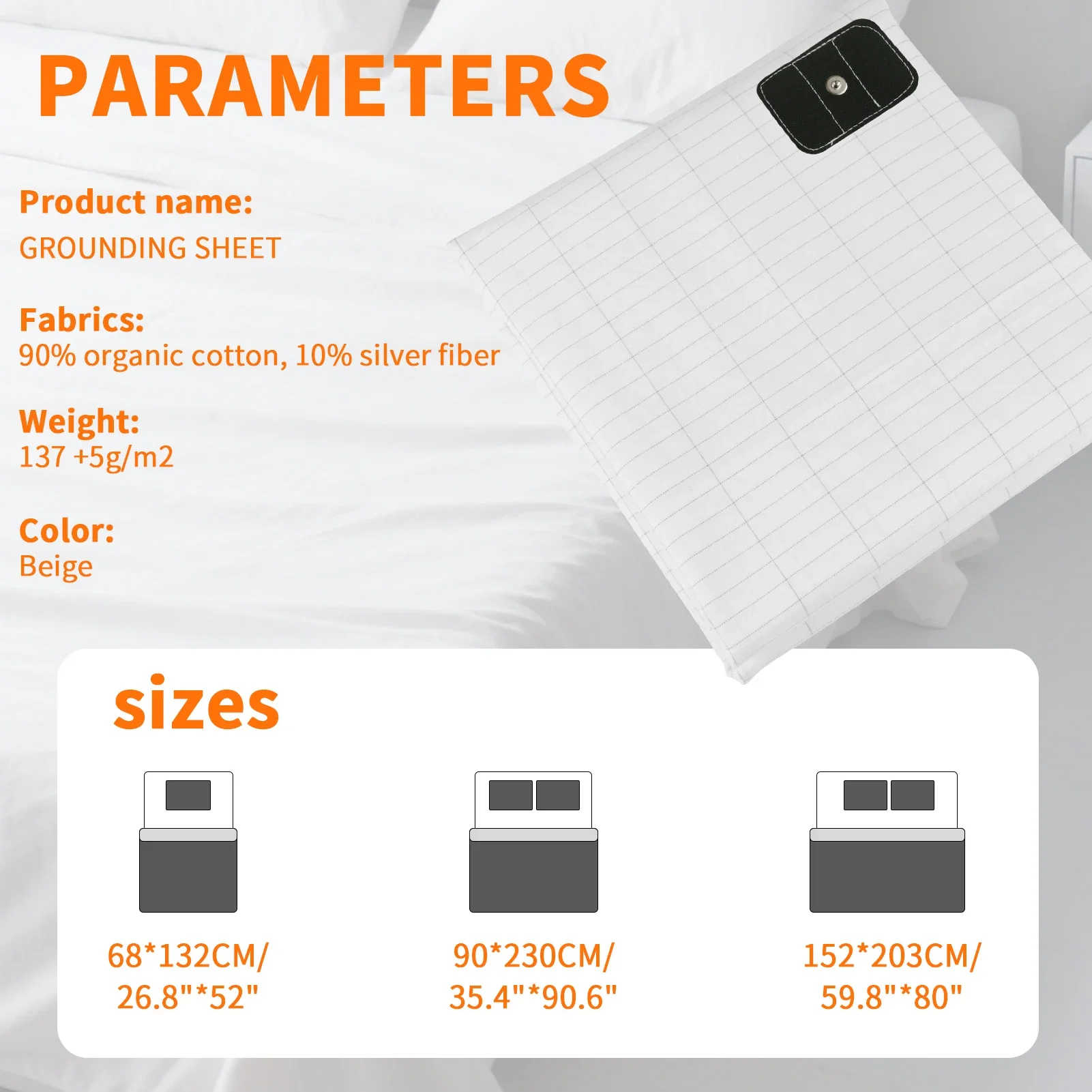 Premium Organic Cotton Grounding Bed Sheet with Conductive Silver Fiber
