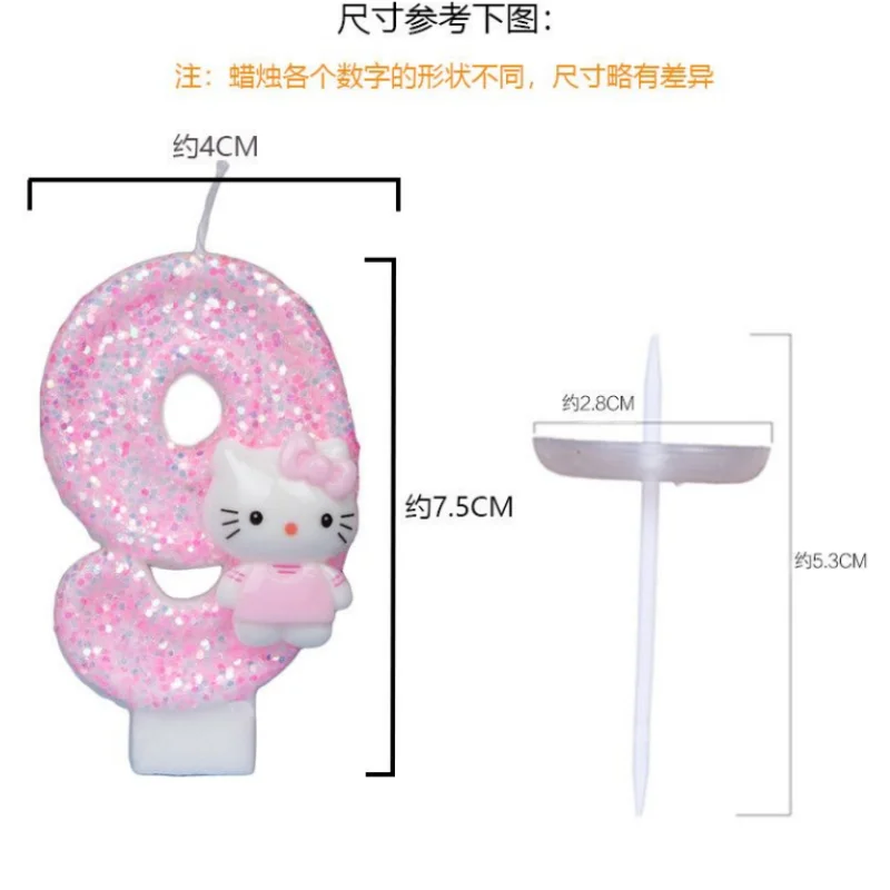 Hello kitty fun creative cute cartoon pattern party atmosphere decoration supplies birthday cake accessories digital candles images - 6