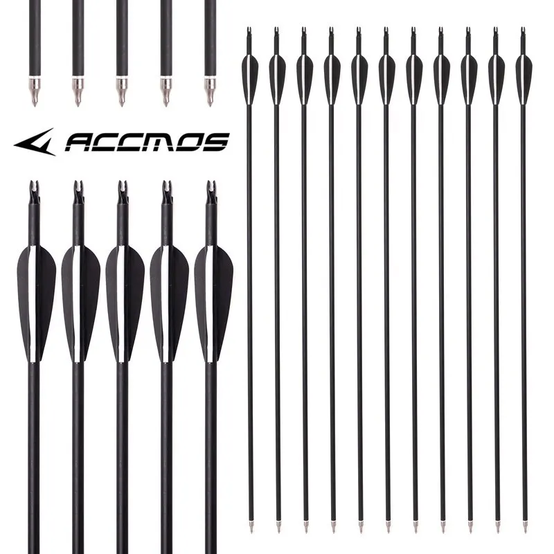 

6/12/24pcs 30 Inch Spine 500 OD7.8 mm Mixed Carbon Arrow with Replaceable Arrowhead for Compound/Recurve Bow Archery Shooting