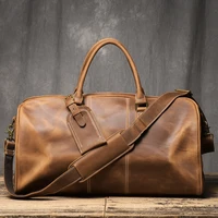 ROOG Premium Vintage Leather Tote Bag - Rugged First Layer Cowhide, Large Capacity Duffle for Travel, Stylish Crossbody 2