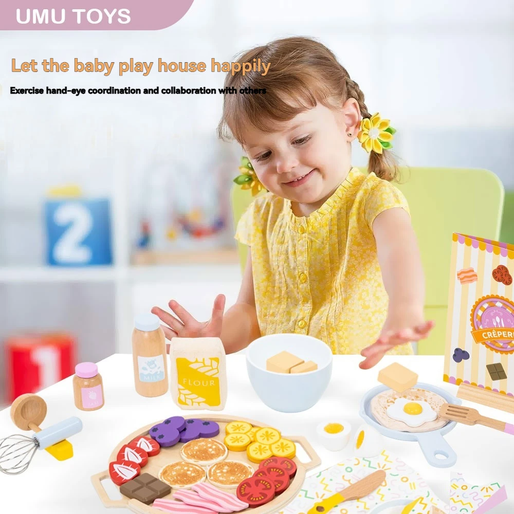 Pancake set Toy Kitchen Pretend Play Food Cooking Kids Child Simulation Wooden Toys kitchen toys,pretend kitchen toys,pretend food toys