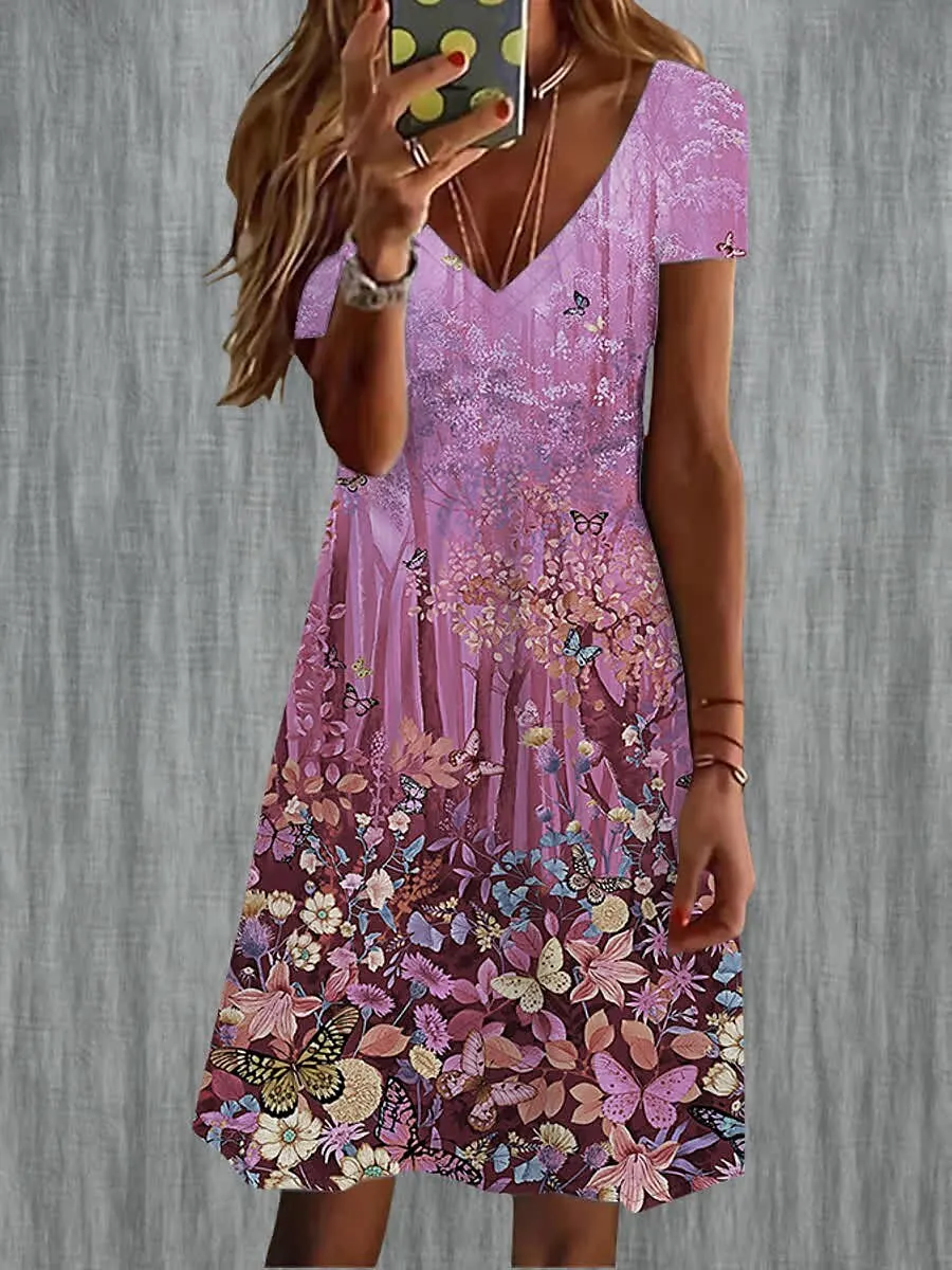 

Women's Casual Dress Floral Print V Neck Mini Dress Summer New Fashion Modern Daily Holiday Short Sleeve Dresses