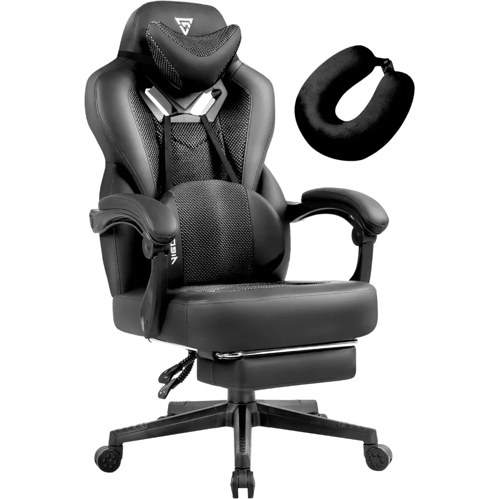 Gaming Chairs PRO- Gaming Chair with Footrest, Mesh Gaming Chairs for Heavy People, Gamer Computer Chair for Adult foldable led headset gaming headphones bluetooth 5 0 young people kids headset support tf card 3 5mm plug with mic green