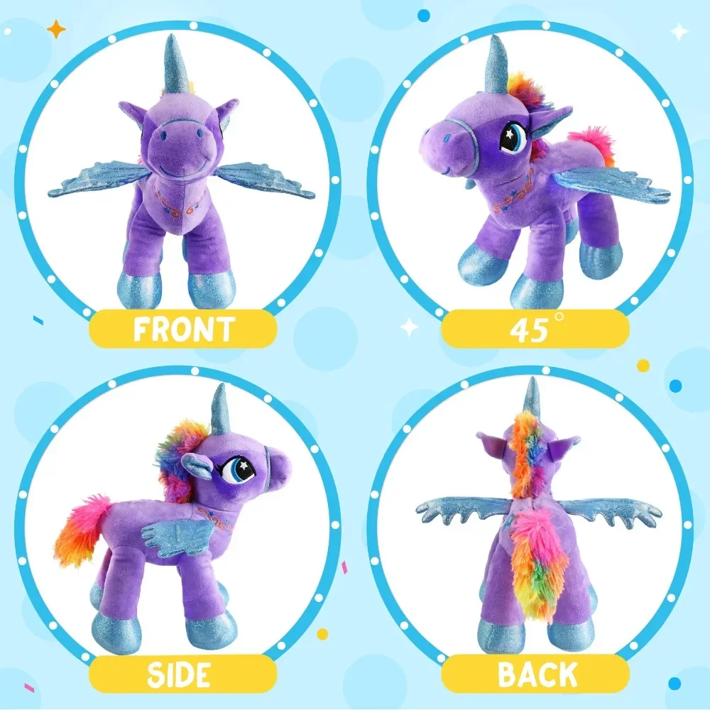 Plush Toy 35cm Purple Angel Unicorn with Wings Soft Plush Toys Home Sofa Decoration LED Light Stuffed Animals for Girls Glowing Toy Kids