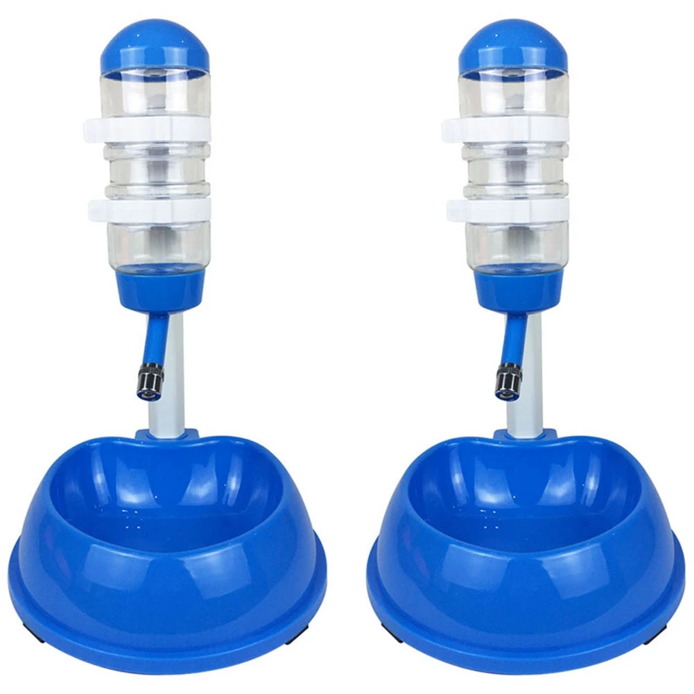 

2X Automatic Pet Drinker Dog Bowls Water Bottles Universal Dog Drinker Feeder Liftable Bowl Dispenser Bowl Blue