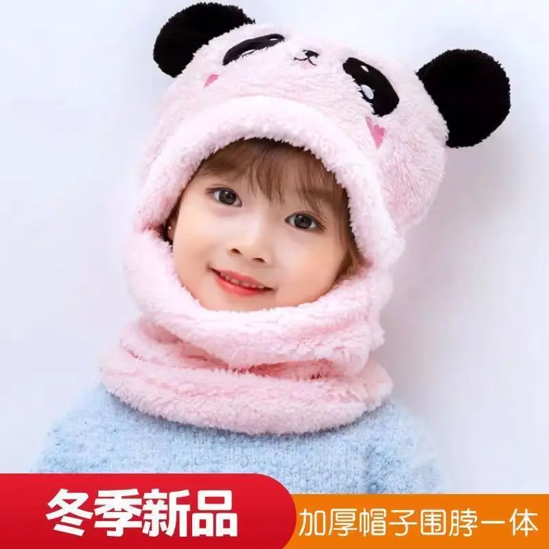 Winter Boys Girls Cute Hat Scarf Set 2 Pieces Keep Warm Windproof Bear Shape Funny Winter Caps New