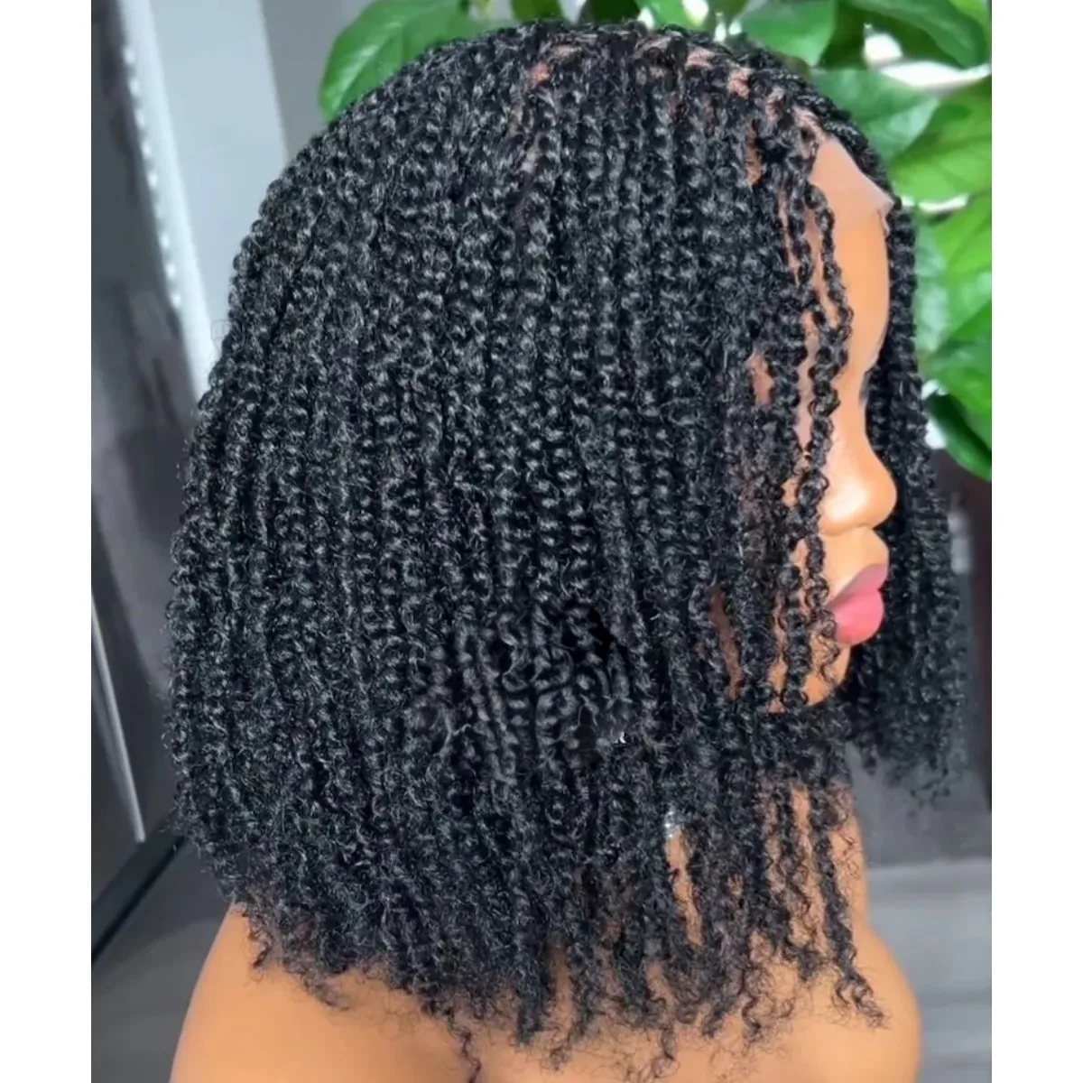 Lace Closure Kinky Twist Braided Wigs, HD lace closure 