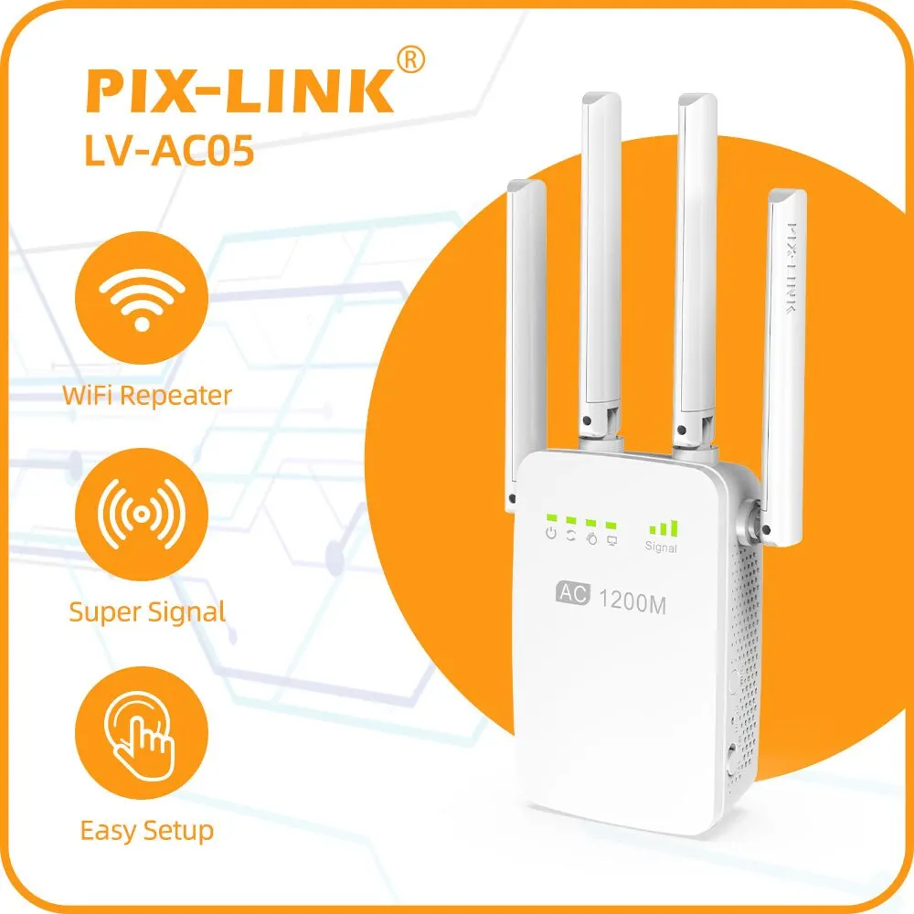 PIX-LINK AC05 1200Mbps Wireless Wifi Extender Wifi Repeater/Router Dual Band 2.4&5.8Ghz 4 Wi Fi Antenna Long Range Signal Amplif