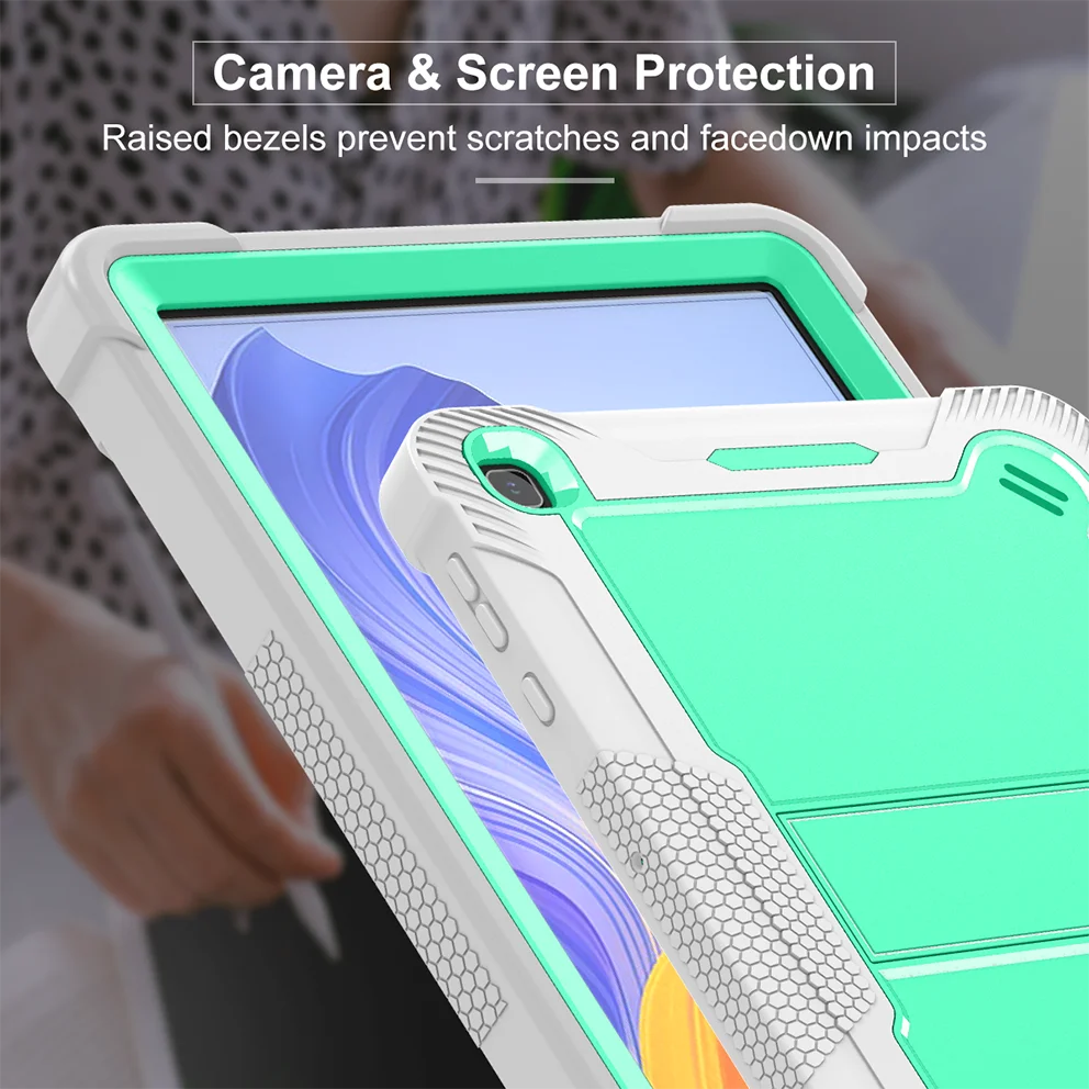 아머 스탠드 케이스, 화웨이 MataPad T10 T10s T8 Honor Pad X8 10.1 인치 충격 방지 커버, 3 층 보호 태블릿 쉘 코크