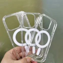 Sleek Transparent MagSafe Shockproof Case with Magnetic Charging Feature for iPhone 15 Plus (Three Pieces)
