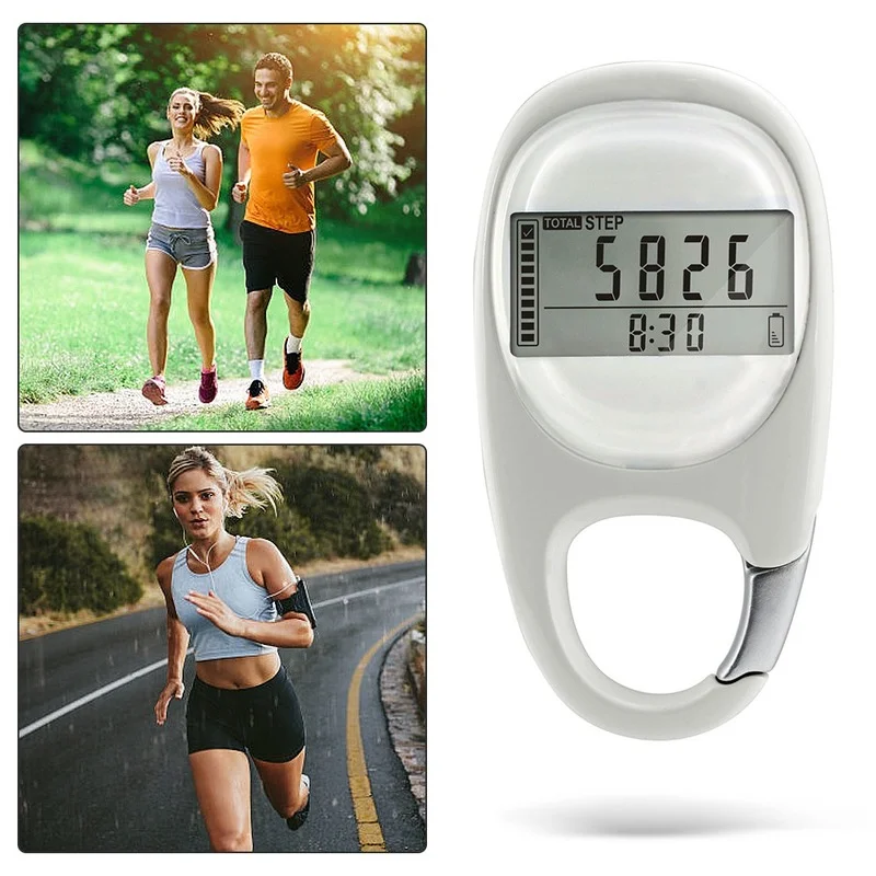 Outdoor Sports Pedometer Walking Distance Fitness Calorie Digital 3D Carabiner Pedometer Portable Running
