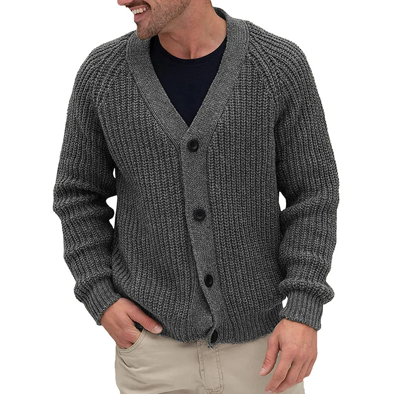 Men's Sweater Cardigan Autumn And Winter New Simple Solid Color Single Breasted Casual Large Size Cardigan